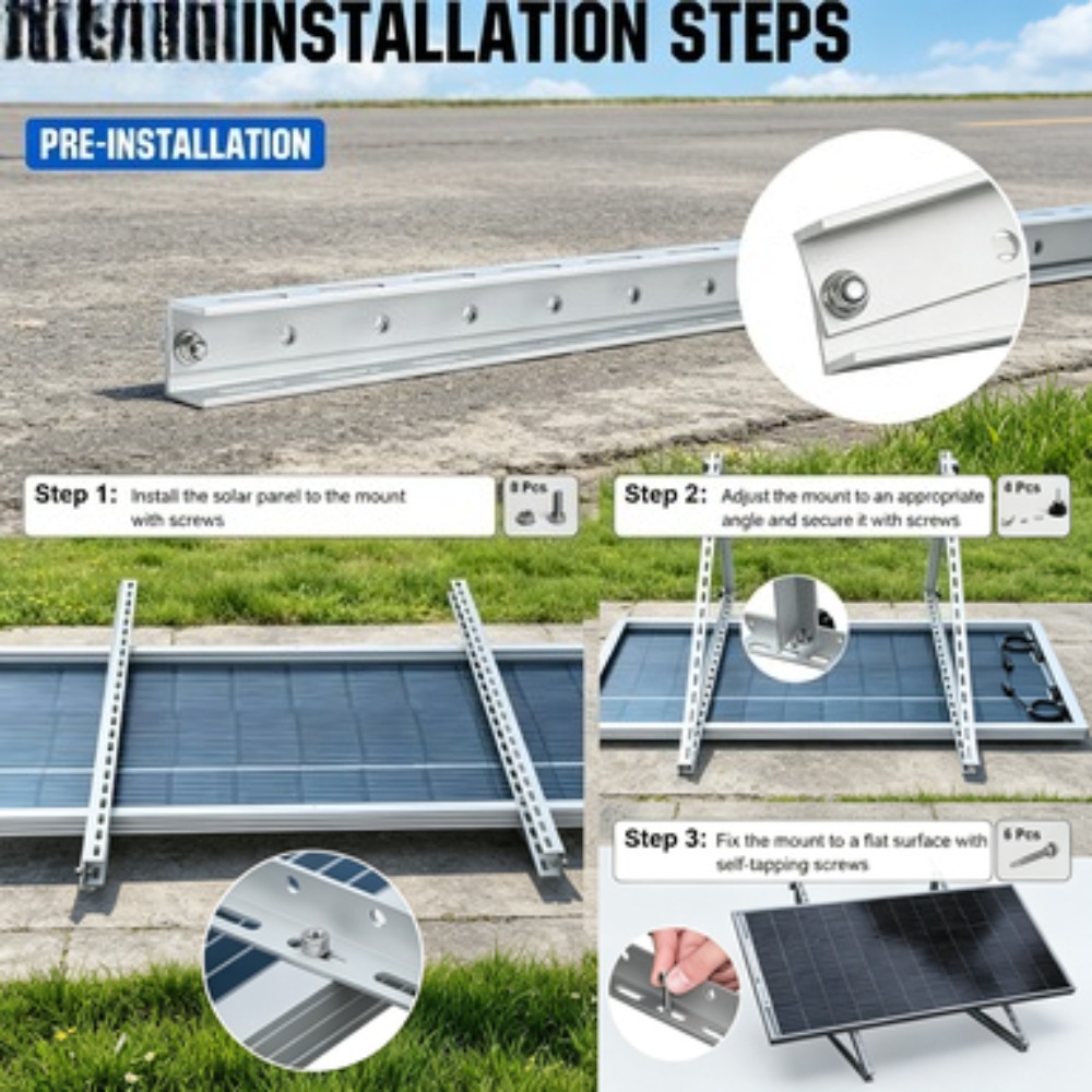 Solar Panel Tilt Mount - ชุดขายึดแผงโซลาร์เซลล์แบบพับได้ ปรับมุมได้ 4 ชิ้น สำหรับแผงขนาด 4