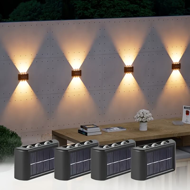 Waterproof Junction Box Solar - ไฟ LED พลังงานแสงอาทิตย์สำหรับภายนอกอาคาร กันน้ำ ติดผนัง ส่องสว่างขึ้นและลง