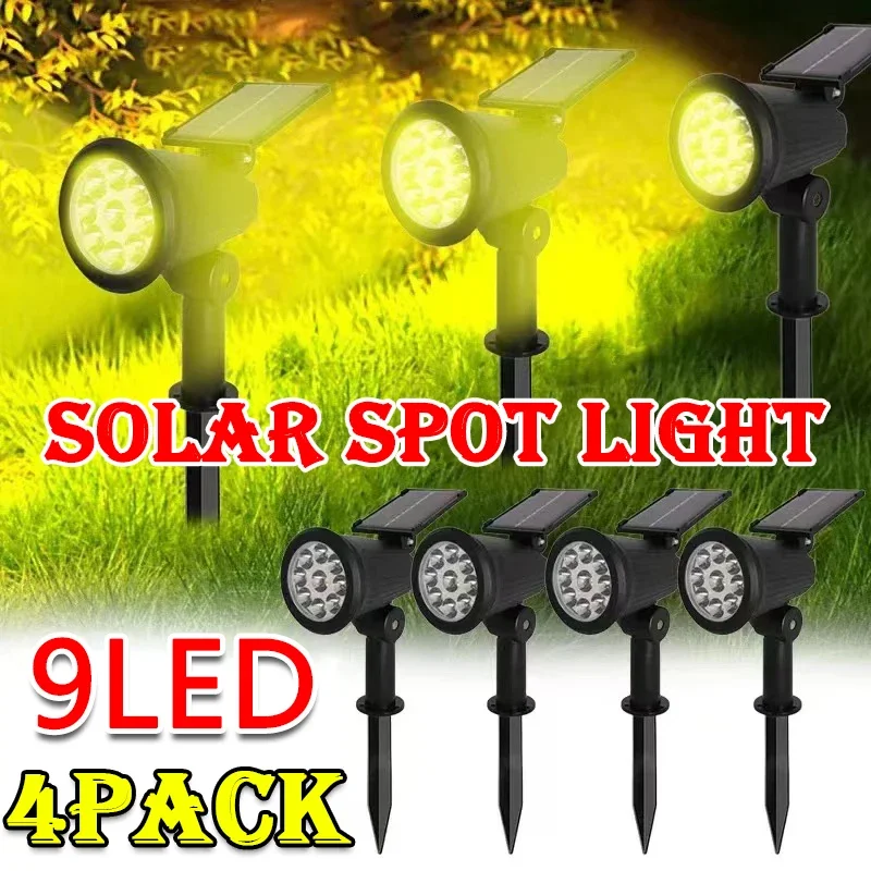 Waterproof Junction Box Solar - 1/2/3/4Pcs พลังงานแสงอาทิตย์ 9LED โคมไฟปรับ Spotlight พลังงานแสงอาทิตย์