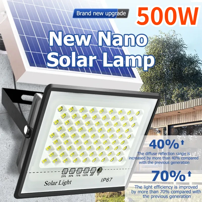 Waterproof Junction Box Solar - 500W ไฟพลังงานแสงอาทิตย์สวนกลางแจ้ง LED Refletor อาคารสวนแสงแดด IP67