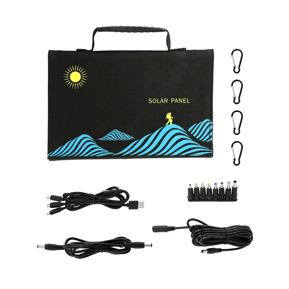 Renewable Energy Kits - แผงโซลาร์เซลล์พับได้แบบพกพา รุ่นใหม่ ปี 2024 พร้อมช่องเสียบ USB+DC