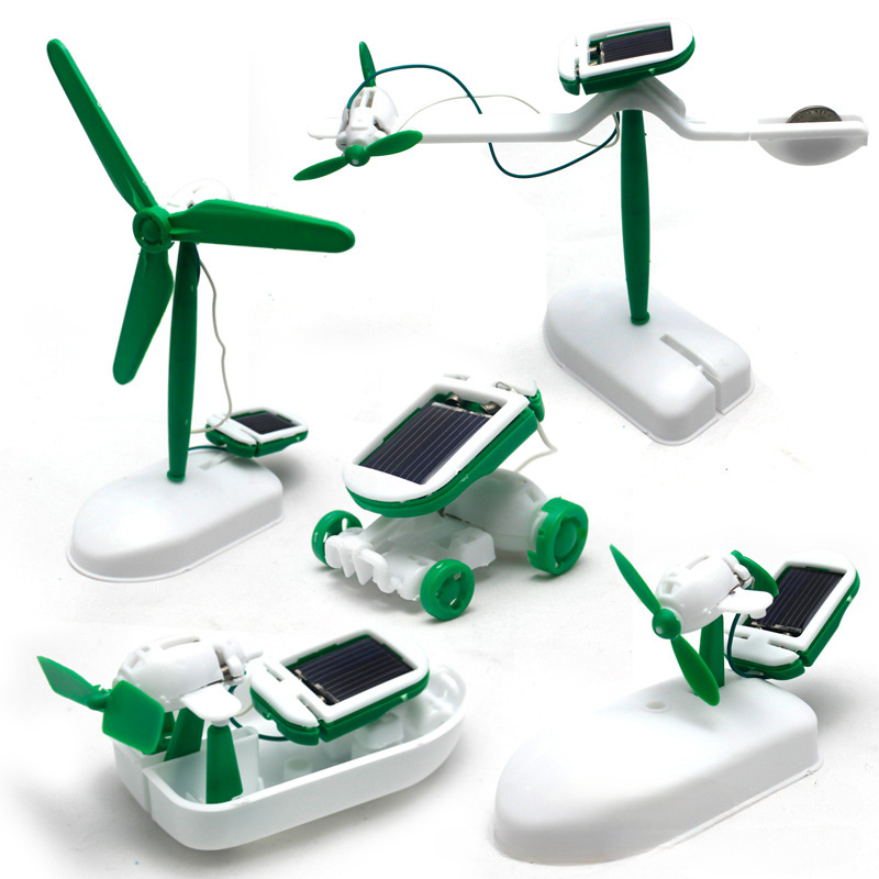 Renewable Energy Kits - 6-In-1 พลังงานแสงอาทิตย์หุ่นยนต์ชุดประกอบเรือพัดลม Windmill รถของเล่น Scientific Lab