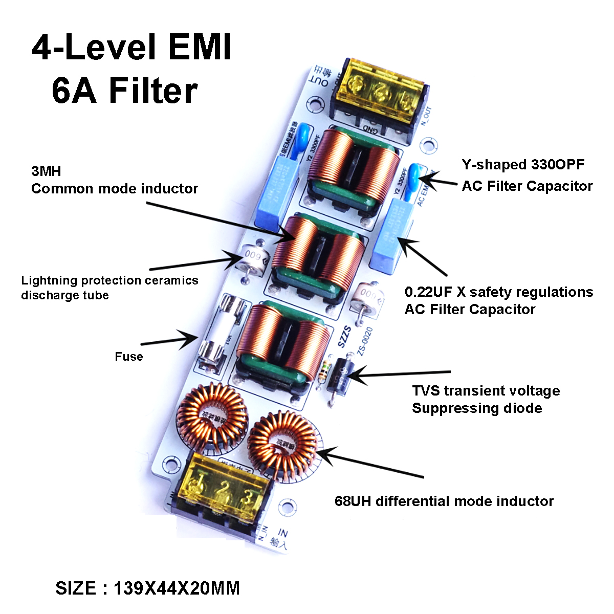6A/10A ฟิลเตอร์ EMI 4 ขั้นตอน  - Ac Surge Protector บทวิจารณ์และราคา